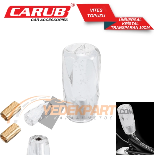 CARUB Vites Topuzu Kristal Şeffaf 10 Cm